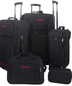 vidaXL Five Piece Travel Luggage Set Black