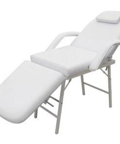 vidaXL Portable Facial Treatment Chair Faux Leather 185x78x76 cm White