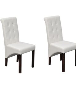 vidaXL Dining Chairs 2 pcs White Faux Leather