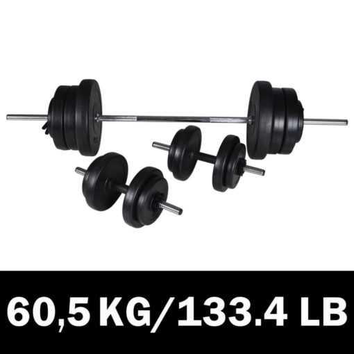 vidaXL Barbell + 2 Dumbbell Set 60.5kg