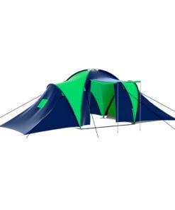 vidaXL Camping Tent Polyester 9 Persons Blue-green