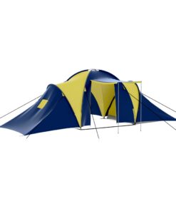 vidaXL Camping Tent Polyester 9 Persons Blue-yellow