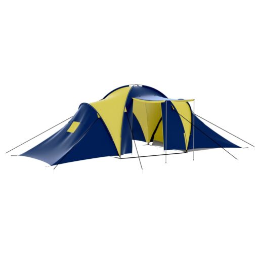 vidaXL Camping Tent Polyester 9 Persons Blue-yellow