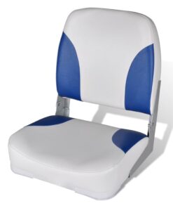 vidaXL Boat Seat Foldable Backrest With Blue-white Pillow 41x36x48cm