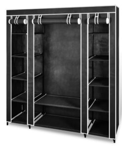 vidaXL Fabric Wardrobe with Compartments and Rods 45x150x176 cm Black