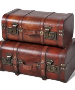 vidaXL Wooden Treasure Chest 2 pcs Vintage Brown