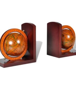 vidaXL Bookstand World Map Globe Bookend Classic A Pair