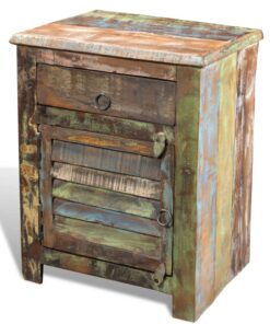 vidaXL End Table with 1 Drawer 1 Door Reclaimed Wood