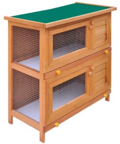 vidaXL Outdoor Rabbit Hutch Small Animal House Pet Cage 4 Doors Wood