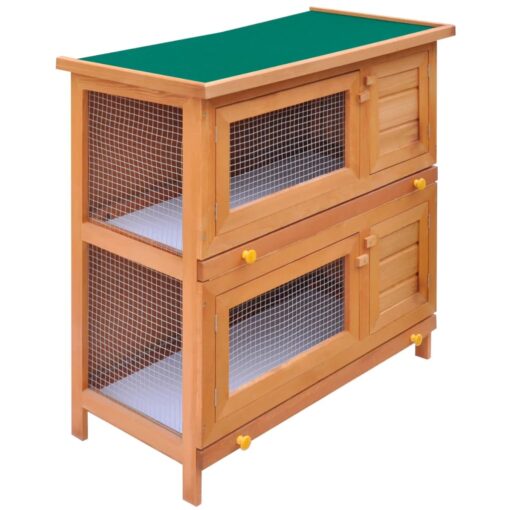 vidaXL Outdoor Rabbit Hutch Small Animal House Pet Cage 4 Doors Wood