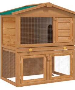 vidaXL Outdoor Rabbit Hutch Small Animal House Pet Cage 3 Doors Wood