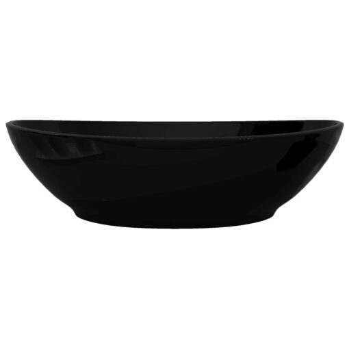vidaXL Luxury Ceramic Basin Oval-shaped Sink Black 40 x 33 cm - Image 3