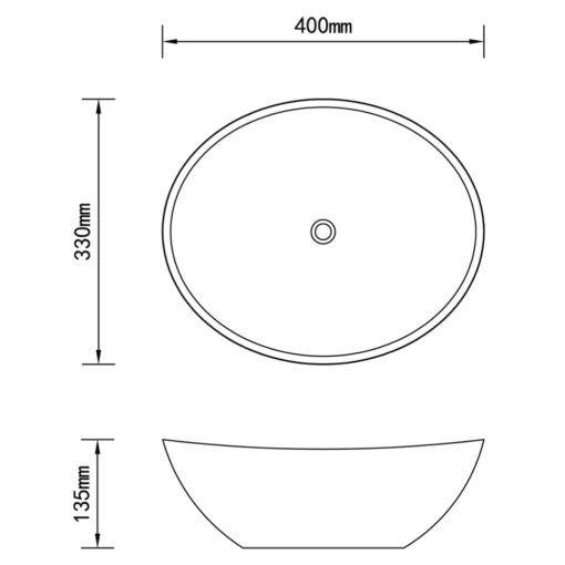 vidaXL Luxury Ceramic Basin Oval-shaped Sink Black 40 x 33 cm - Image 4
