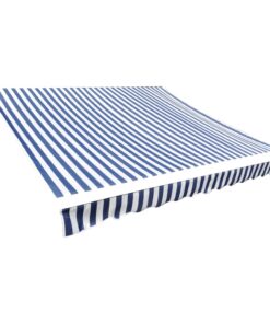 vidaXL Awning Top Sunshade Canvas Blue & White 4 x 3 m