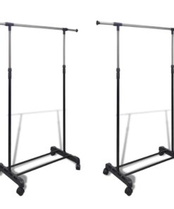 vidaXL Adjustable Clothes Racks 2 pcs 1 Hanging Rail