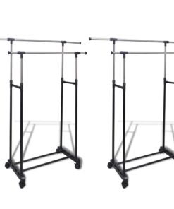 vidaXL Adjustable Clothes Racks 2 pcs 2 Hanging Rails