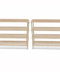 vidaXL 4-Tier Shoe Racks 2 pcs Solid Fir Wood