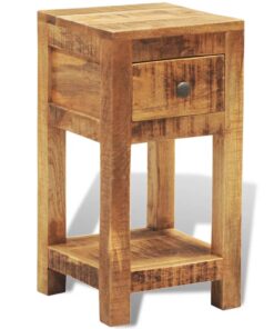 vidaXL Nightstand with 1 Drawer Solid Mango Wood