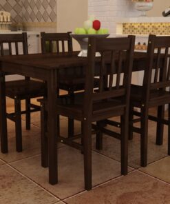 vidaXL Dining Set 5 Pieces Pine Wood Brown