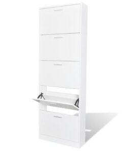 vidaXL White Wooden Shoe Cabinet with 5 Compartments