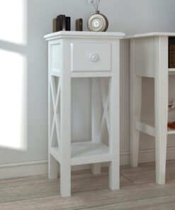 vidaXL Side Table with Drawer White