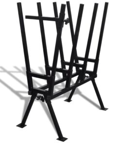 vidaXL Black Powder-Coated Saw Horse for Woodworking