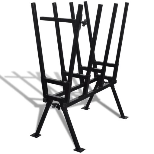 vidaXL Black Powder-Coated Saw Horse for Woodworking