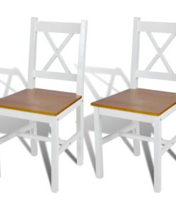 vidaXL Dining Chairs 2 pcs White Pinewood