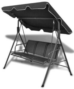 vidaXL Garden Swing Bench with Canipy Black