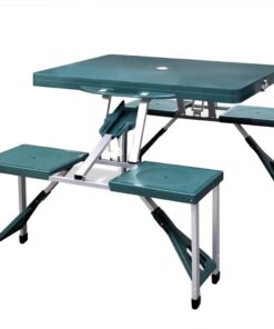 vidaXL Foldable Camping Table Set with 4 Stools Aluminium Extra Light Green