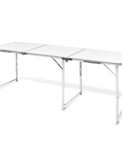 vidaXL Foldable Camping Table Height Adjustable Aluminium 180 x 60 cm