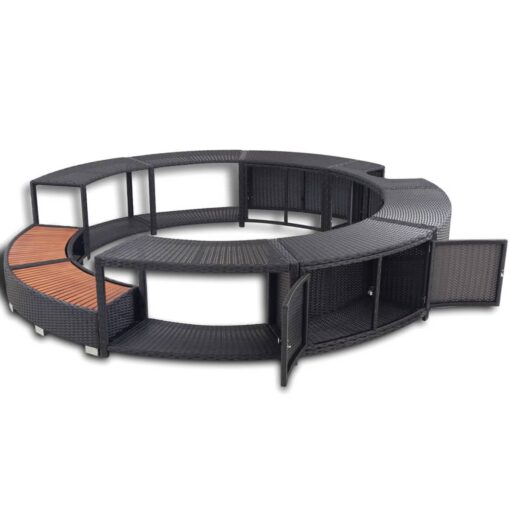 Hot Tub Surround Black Poly Rattan - Image 2