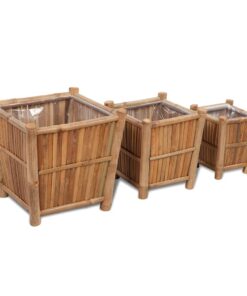 vidaXL 3 pcs Bamboo Raised Bed with Nylon Lining