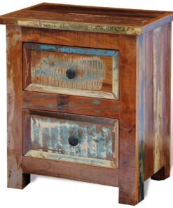 vidaXL Nightstand with 2 Drawers Solid Reclaimed Wood