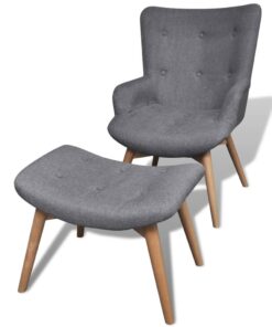 vidaXL Armchair with Footstool Grey Fabric