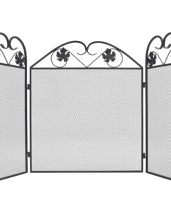 vidaXL 3-panel Fireplace Screen Iron Black