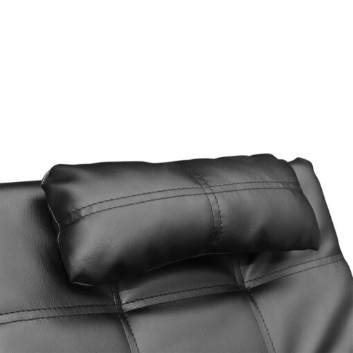 Chaise Longue with Pillow Black Faux Leather - Image 3