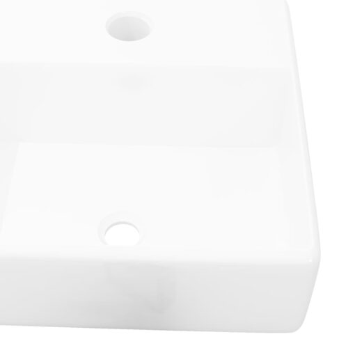 Ceramic Bathroom Sink Basin with Faucet Hole White Square - Image 2