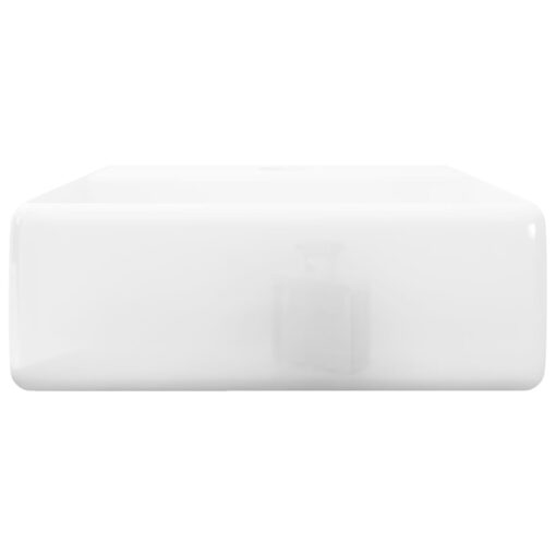 Ceramic Bathroom Sink Basin with Faucet Hole White Square - Image 3