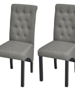 vidaXL 2 Dining Chairs Fabric Upholstery Dark Grey High Back