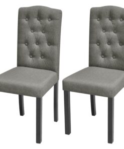 vidaXL 2 Dining Chairs Fabric Upholstery Dark Grey