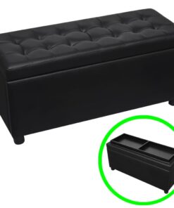 vidaXL Storage Ottoman Artificial Leather Black