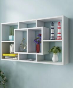 vidaXL Floating Wall Display Shelf 8 Compartments White