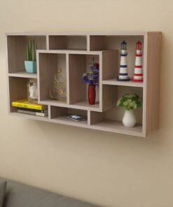 vidaXL Floating Wall Display Shelf 8 Compartments Oak Colour