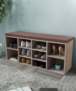 vidaXL Shoe Storage Bench 10 Compartments Oak Colour