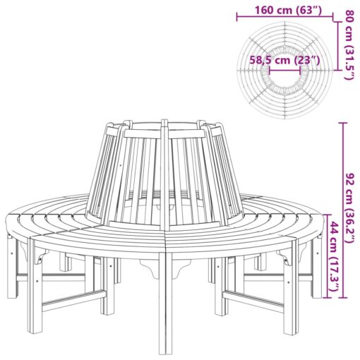 Tree Bench Ø 160 cm Wood - Image 2
