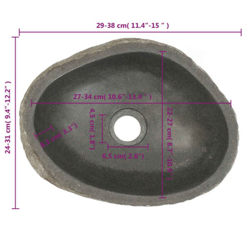 vidaXL Basin River Stone Oval (29-38)x(24-31) cm - Image 4