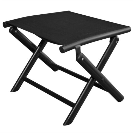 vidaXL Folding Footstool Black Aluminium and Textilene