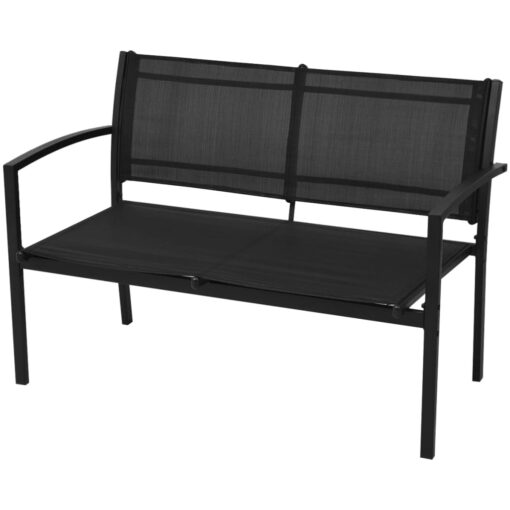  4 Piece Garden Lounge Set Textilene Black - Image 3