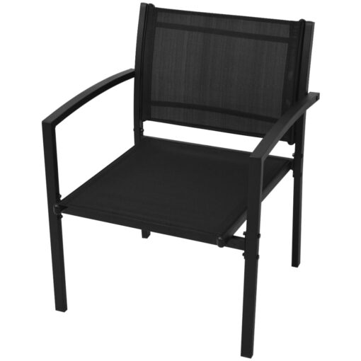  4 Piece Garden Lounge Set Textilene Black - Image 4